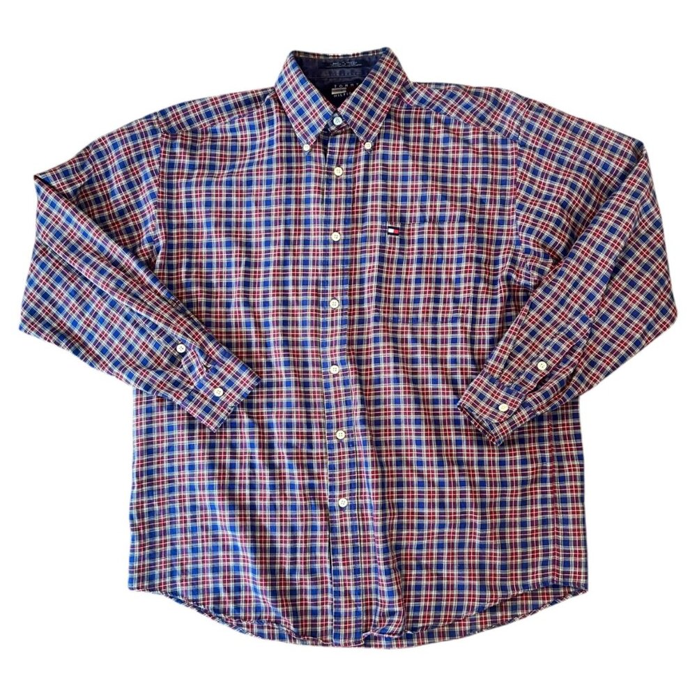 Vintage Tommy Hilfiger 90's Micro Plaid Button Down Shirt M